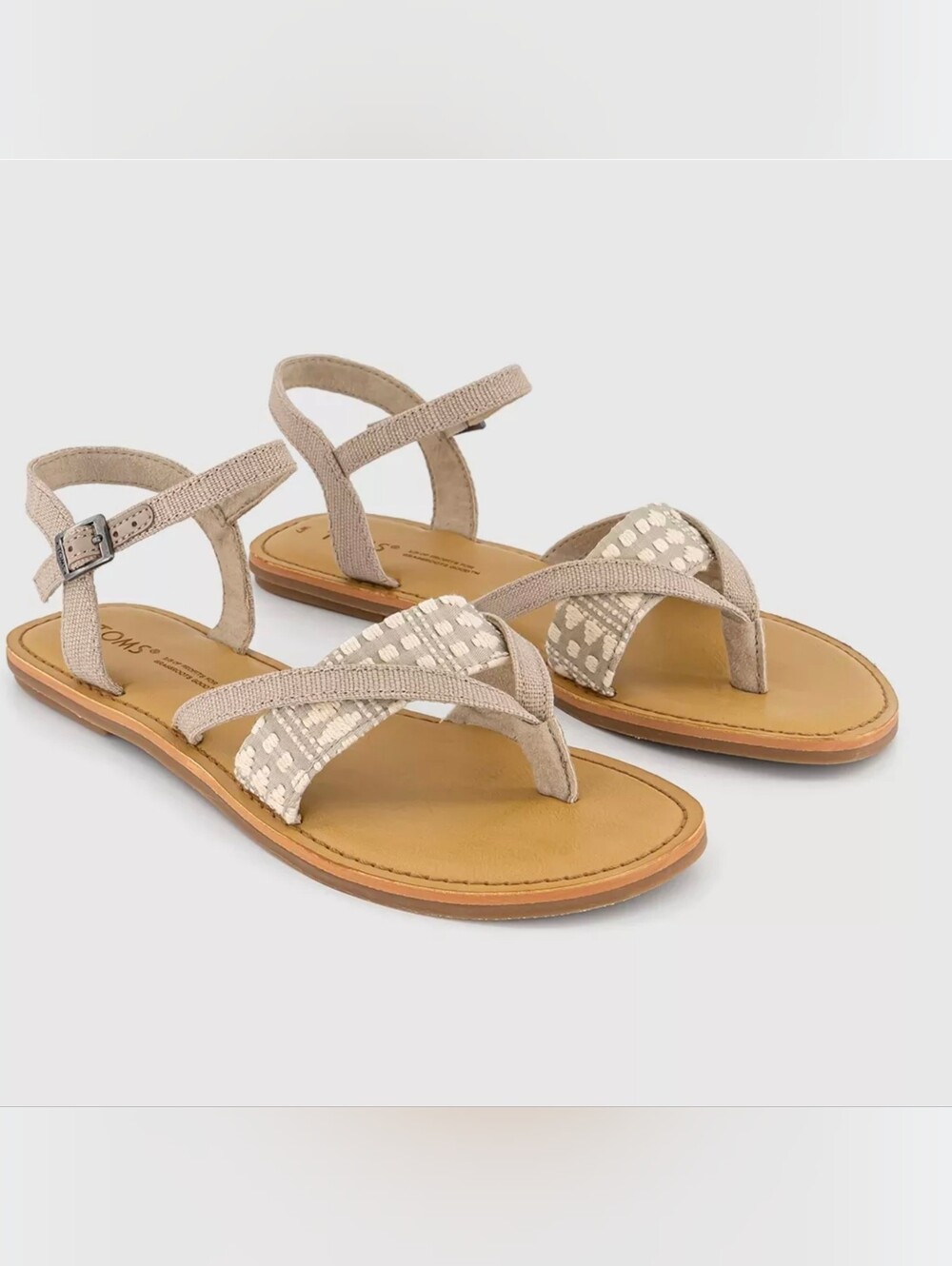 TOMS Women's Tan and Grey Sandals Size 10 W